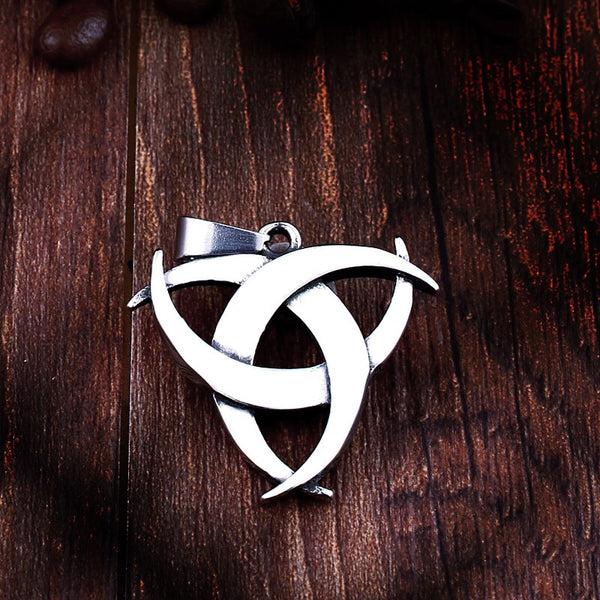 Viking Triple Horn of Odin Necklace - Stainless Steel Norse Pendant