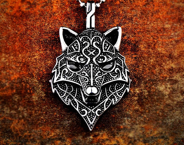 Wolf Head Pendant - Viking Stainless Steel Norse Fenrir Necklace